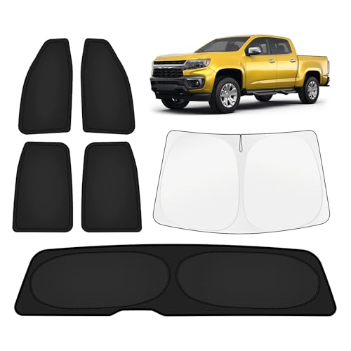 Image of KUST Car Window Shades for Chevy Colorado 2015-2022 Windshield Sun Shade Side Window Cover UV Block Privacy Protection Colorado Accessories for Camping Blackout Rear Back Full Set 6PCS