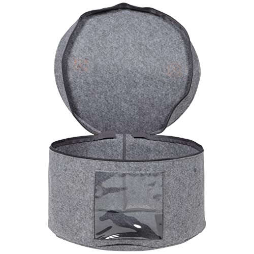 VOSAREA Round Hat Storage Box Large Portable Hat Carrier Organizer for Women Men Dust Zipper Lid Travel Hat Case Grey