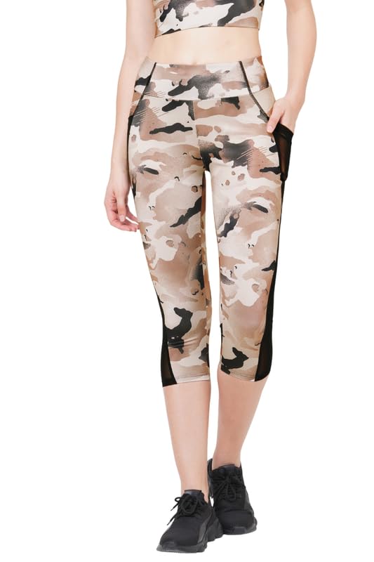 Image of JUST-Dry 3 /4 CAMO Printed MESH Workout Capri