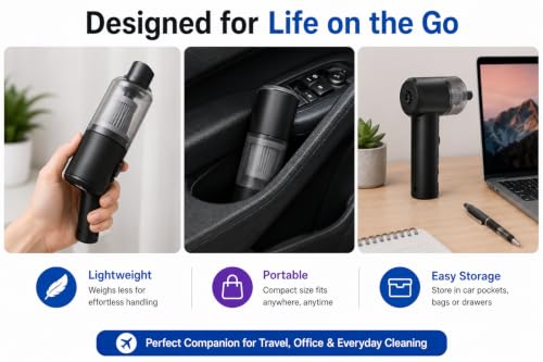 Image of 3-in-1 Mini Vacuum Cleaner with Blower & Ear Cleaner | USB Rechargeable Multipurpose Cleaning Tool for Keyboard, Laptop, Car, and Ear Wax | Compact Dust Remover with Attachments (Pack of 1)
