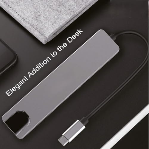 Image of NEXSA USB C Hub Dock 8 in 1 HDCP Aluminum Type C Adapter with 4K HDMI Port, Ethernet 100mbps RJ45 Port, USB 3.0 Port, USB-C Power Delivery, TF /SD Card Reader, MacBook /Dell /USB C Devices