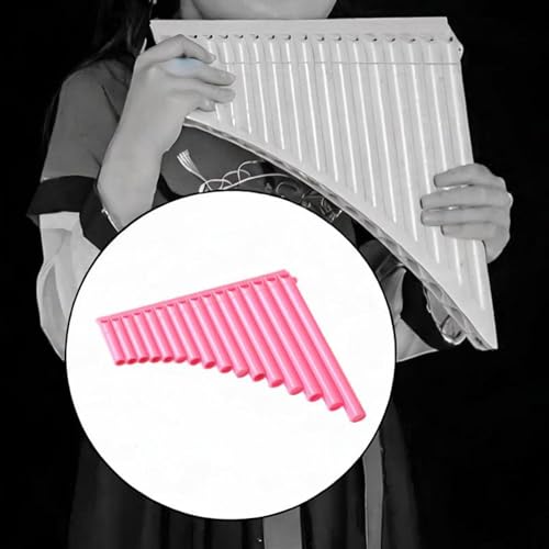 Colaxi 16 Pipe Pan Flute,Musical Instrument,Teaching, Portable,Traditional,Panpipe Key of C, for Music Lover Performance, Pink