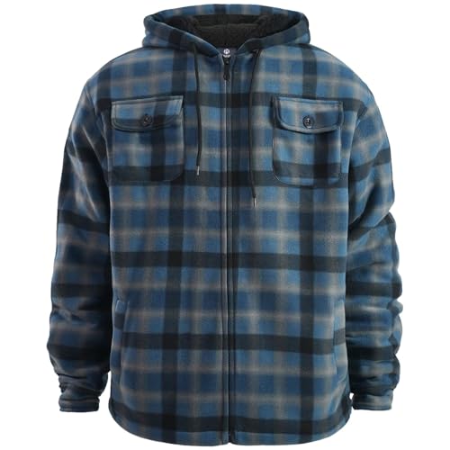 Image of LeeHanTon Mens Flannel Jacket Heavyweight Sherpa Fleece Jackets Outdoor Hiking Casual Soft Warm Coat with Pockets