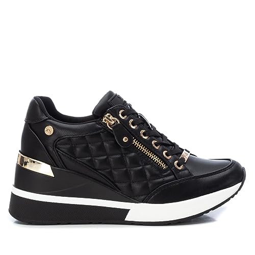 XTI - Zapatilla Cierre de Cremallera para Mujer, Color: Negro, Talla: 38