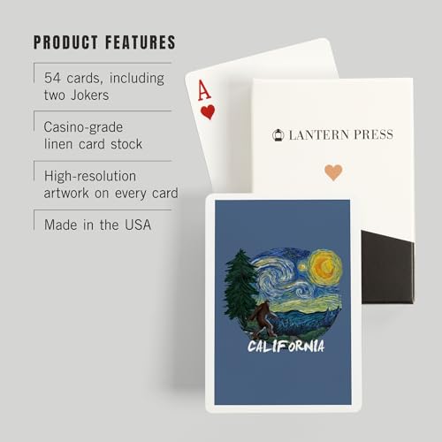 Baraja de poker Lantern Press California Bigfoot Starry Night miniatura 3