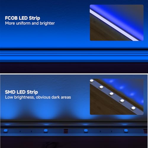 Image of 5mm Blue COB LED Strip Light DC24V Narrow Thin Flexible High Density Uniform Cob Strips 16.4FT UL Listed Dimmable CRI 90+ LED Tape Lights for Car Cabinets, No Controller /Adapter