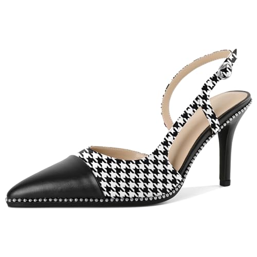 Mettesally Slingback Pumps 3 Inches Stilettos Sexy Evening Heels for Women Beaded