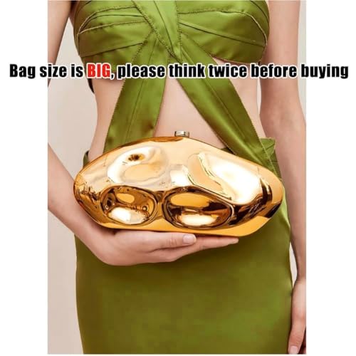 Image of Acrylic Shell Clutch Purse for Women Metallic Evening Bag Large Designer Acrylic Handbag for Wedding Party Prom