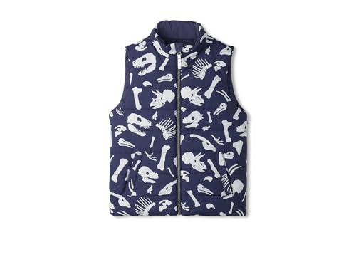 Hatley Boys' Dino Fossils Reversible Quilted Vest (Toddler/Little Big Kid)