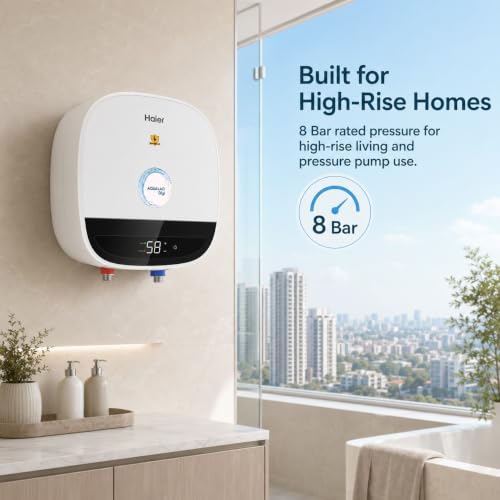 Image of Haier Aqualad Digi 25L Storage Water Heater Geyser, 2.2kW, 8 Bar | Digital display, TitanGuard tank and element, Shock Proof, U-turn flow, IPX4 and long-term warranty