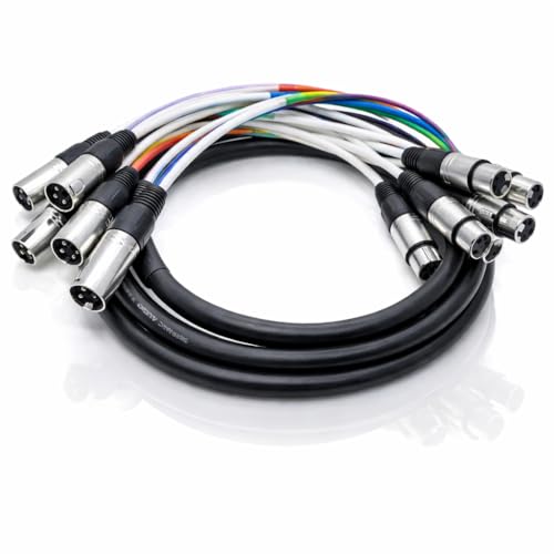 Seismic Audio SARLX-6x10 6-Channel XLR Snake Cable, 10 Foot, Shielded 22 AWG Copper, XLR Female to Male, Numbered & Color Coded