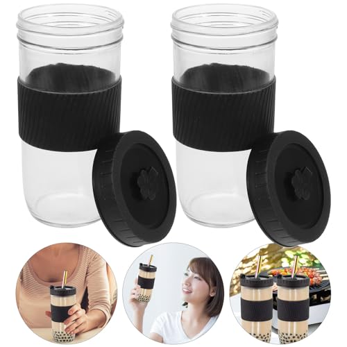 Vasos de vidrio antideslizantes set de 2 para evitar quemaduras 8