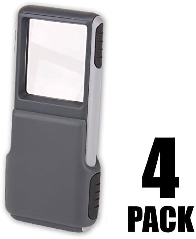 Carson MiniBrite 3x Power LED Lighted Slide-Out Magnifier with Protective Sleeve for Reading, Hobby, Crafts, Inspection and Tasks - Set of 4
