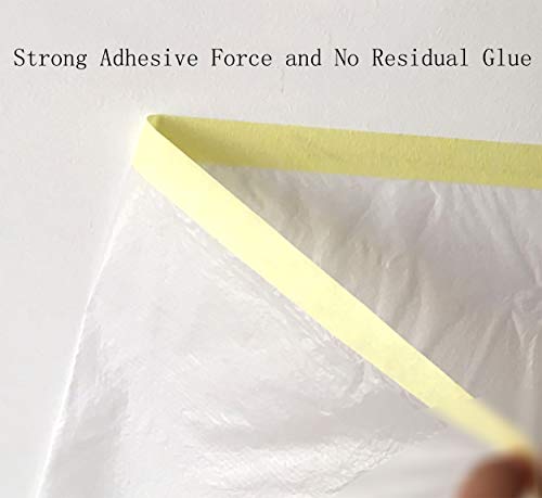 Image of Masking Film 3.6 Feet Width Paint Plastic Sheeting with 1 Role Multi-Surface Painters Tape