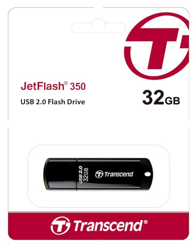 Image of Transcend JetFlash 350 32GB USB 2.0 Flash Drive, 5-year Limited Warranty, Black (TS32GJF350)