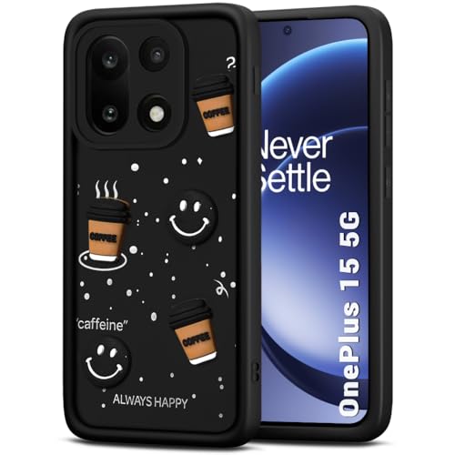 Image of TheGiftKart Back Cover Case for OnePlus 15 5G | Cute Fun Cartoon 3D Bear Coffee Case | Full Camera Protection | Shockproof Back Cover Case for OnePlus 15 5G (Silicone, Black)