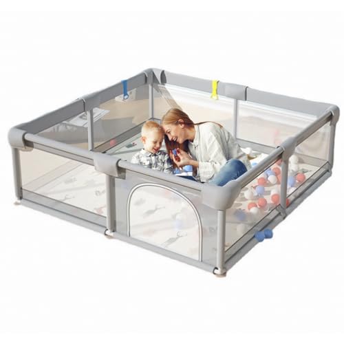 150×180×68cm Cercadinho para Bebe Para Bebês e Crianças Pequenas Chiqueirinho Bebe Para Internos & Externos Cercadinho de Segurança Resistente Para Bebês com Malha Macia e Respirável