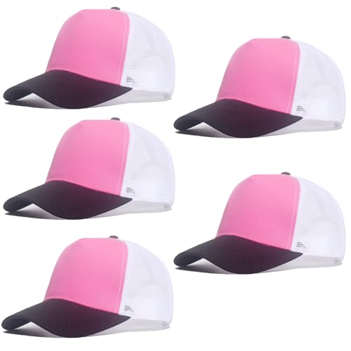 Image of 5 Pack Sublimation Blank Trucker Hats, Mesh Baseball Caps Bulk for DIY Crafting Snapback Plain Hat, Assorted Colors
