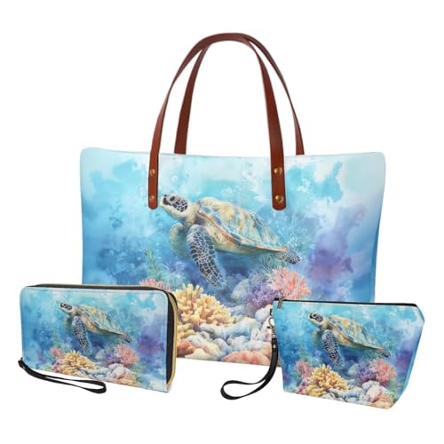 Image of Top Handle Purse for Women, Large Tote Handbag With PU Wallet Set, Gift for Mom