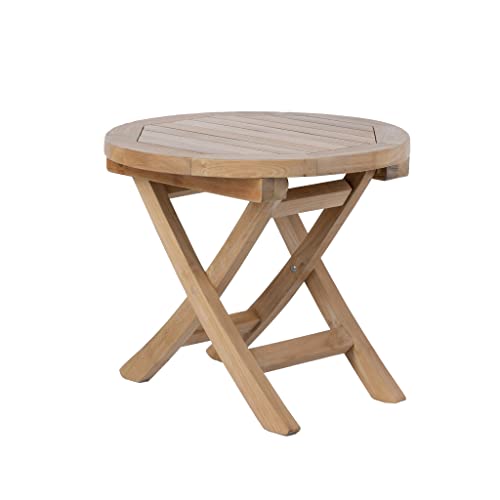 RRI Goods Teak Wood Folding 20-Inch Outdoor Coffee Table - Perfect for Camping & Outdoor Entertaining - Ideal for Backyard Front Porch Balcony (Round)