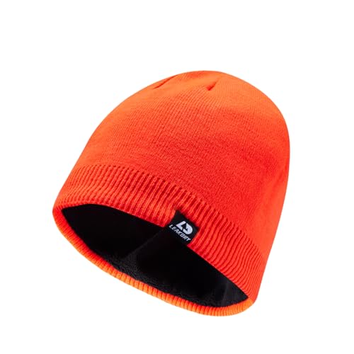 LEAKDRY Waterproof Beanie Wool Thermal Insulated Beanie Fleece Lined Hat Windproof Causal Cold Weather Winter Hat for Ski (US Alpha One Size Solid/Orange)