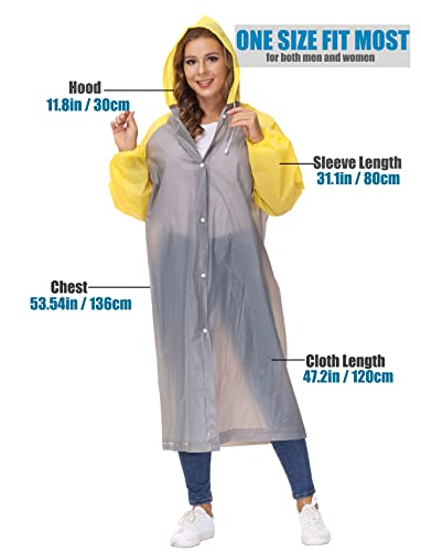 Raincoat, [Pack of 2] Portable EVA Raincoats Rain Poncho with Hoods and Sleeves Emergency Camping Survival Kits2