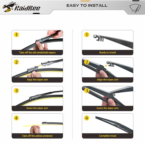 Image of Raidbee Windshield Wiper Blades Replacement for Lexus RX350 2016-2022 /RX450h 2016-2022 All-Season OEM Quality 3 Pack 26 inch+20 inch+16 inch