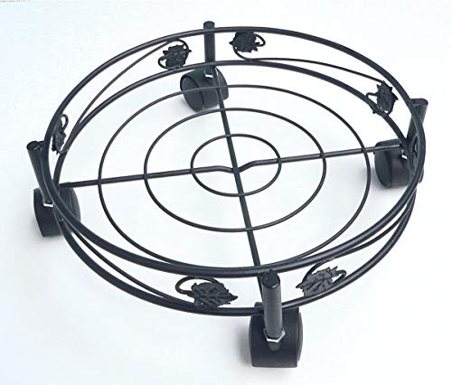 NORTENE Support de Pot à roulettes Rond Noir Flora Roll Art Deco