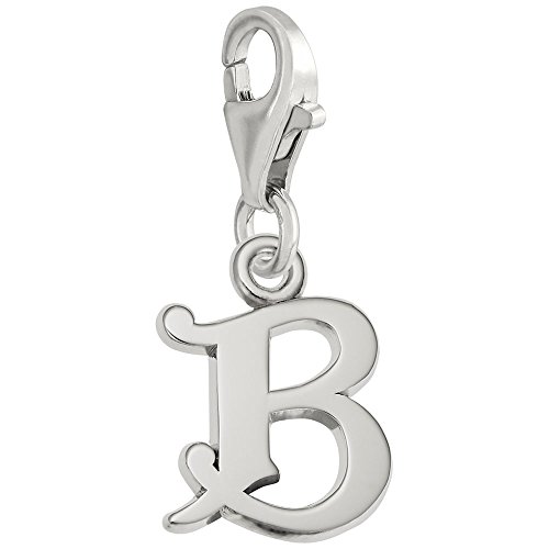 Initial B Charm With Lobster Claw Clasp, Charms for Bracelets and Necklaces