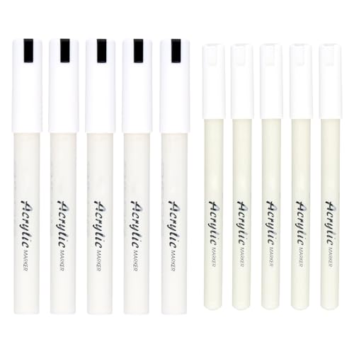 Naapesi Stylo Marqueur Blanc Indelebile, 8 Stylo Blanc pour Verre, Ardoise, Metal, Bois, Galets, Pneus Marqueur Peinture Acrylique Blanc Permanent Pointe Large