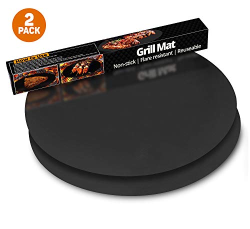 ThreadNanny Round BBQ Grill Mat | Heavy Duty 100% Non Stick Grilling Mats