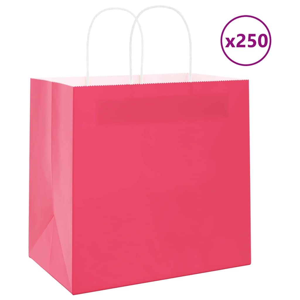 Torby papierowe 250 sztuk z różowymi uchwytami 54x15x49 cm