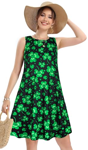 Image of elescat Women's Summer Dresses Casual Sleeveless Loose Sundress with Pocket