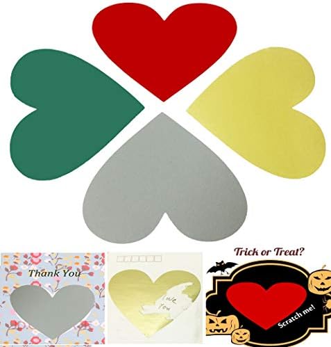 Heart-shaped Scratch off Stickers Coating Labels for Greeting Card / Postcard /Message/letter/ Game/Certificate 3.15x2.75 inches 20 Pack
