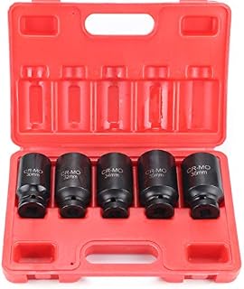 Youyijia 5PCS 12 Point Impact Socket 1/2" Axle Hub Nut Socket Set 30-36mm Metric Garage Tool Set Drive Impact Socket Tool Kit