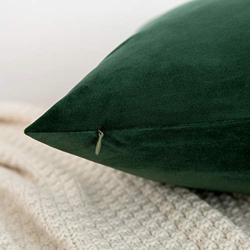 Rainroad Velvet Decorative Throw Pillow Covers Cushion Cover Pillow Case For Sofa Couch Bed Chair ,Soft Square Dark Green Throw Pillows 18X18 Inch,Set Of 2 #TOP2