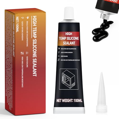 INNOVAYOU 100ml Schwarz Hitzebeständiger Kleber Hochtemperaturkleber Reparatur von Rissen Kleber Hitzebeständig 300 grad für Backofen Grill Mikrowelle