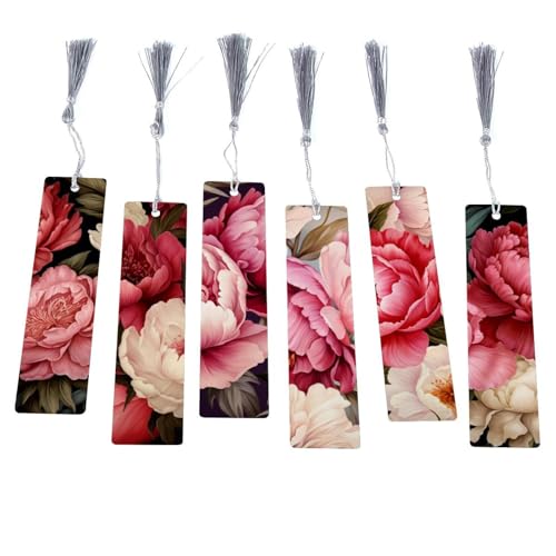 Marque-pages en résine pour homme et femme lot de 6 pivoines de lecture