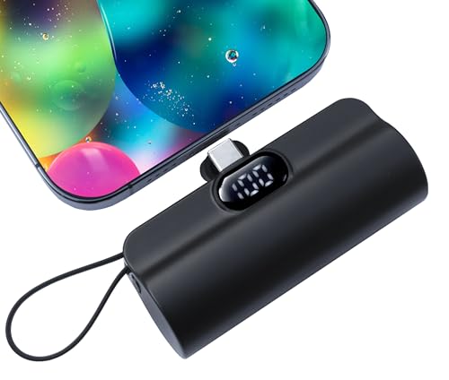 Mini power bank 5500mAh Portable Power Bank,Dual USB-C ports Cell Phone Power Charger, LCD LED Display Battery Compatible with iPhone17/16/15 plus/15 pro/15 pro Max/Android phone/Samsung/Moto/LG etc