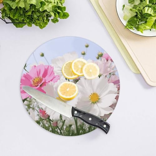 Planche à découper de comptoir en verre durable avec fleurs roses résistante aux rayures - 5