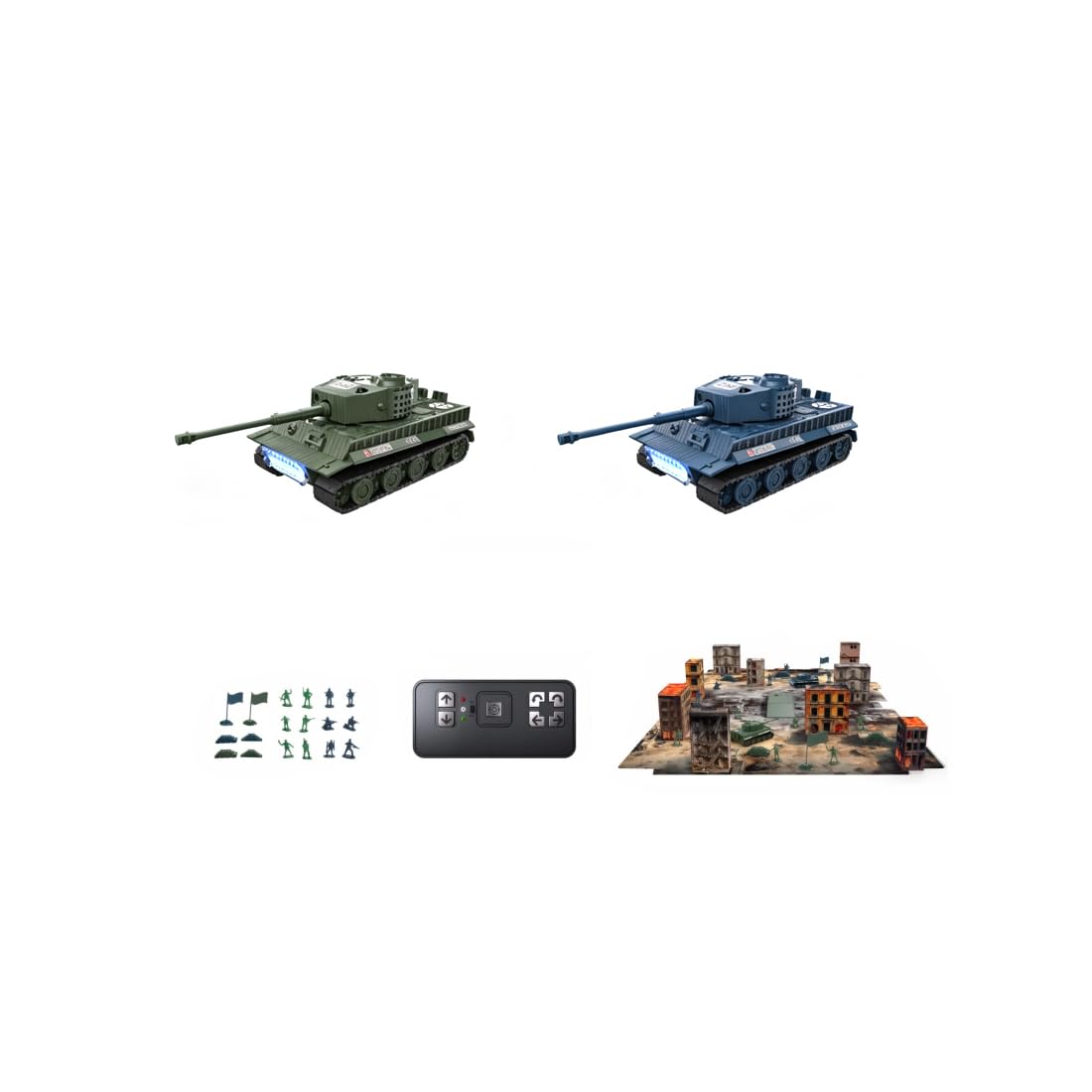 1/64 RC Battle Tank Set con suoni di tiro e luci, mappa del campo di battaglia