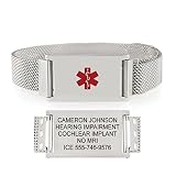 Medical Alert Bracelets for Women and Men, Fully Size Adjustable, Brushed Sandstone and Silver Custo