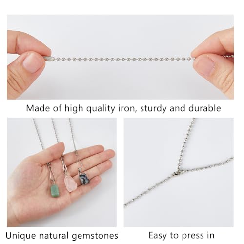 Image of DICOSMETIC 8Pcs Natural Gemstone Ceiling Fan Pull Chains Extension 17 Inch Decorative Fan Pull Chain Extenders Light Pulls String Extension Ball Chain Extender Ornament for Fans Wall Lamp Home Decor