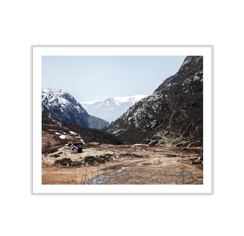 Monem Art Scandinavian Mountain Cabin Landscape Photography Print - Nordic