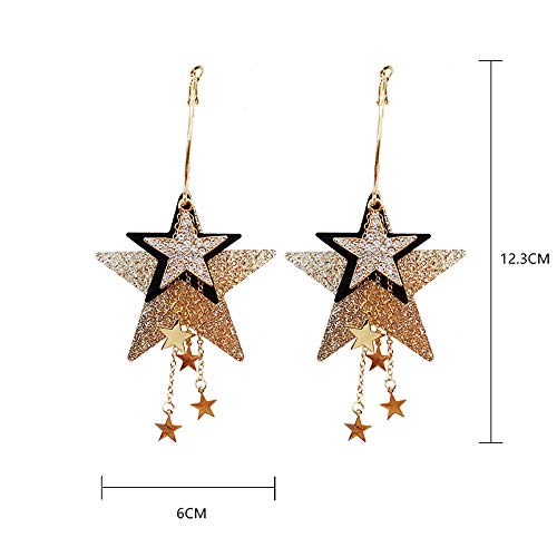 Missgrace Bohemian Vintage Dangle Gold Tassel Star Earrings Retro Rhinestone Earrings Boho Dangle Drop Earrings For Women Girls (Style 6) #TOP6