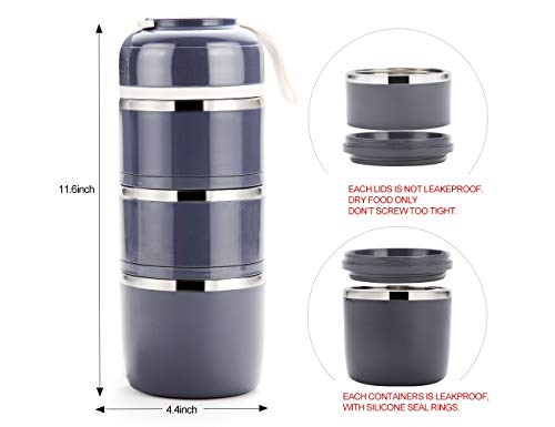 Arderlive Stackable Bento Lunch Box, Stainless Steel Thermal Lunch Box Lunch Container With Lunch Bag & Portable Utensil, Leakproof Insulated Food Container For Office, Camping, Kids #TOP5