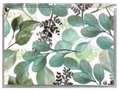 WINGS Craft & Fundraising Supply RFID Debit Credit Card Holder ATM Case, Floral Print Flowers (Eucalyptus Leaves with 2 Debit Registers)