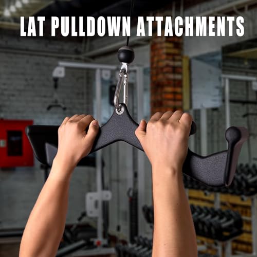 Image of BLUSLM Lat Pull Down Bar T bar Row Attachment, V Bar Tricep Lat Pulldown Attachments, Back Strength Training Bar for Home Gym Exercise Cable Machine Attachments