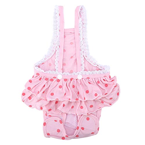Image of Dog Diaper Sanitary Pants, Reusable Puppy Adjustable Suspenders Briefs Doggie Menstrual Physiological Pants Washable Underwear Jumpsuits for Small Female Pets in Period Heat Incontinence(S-Pink)