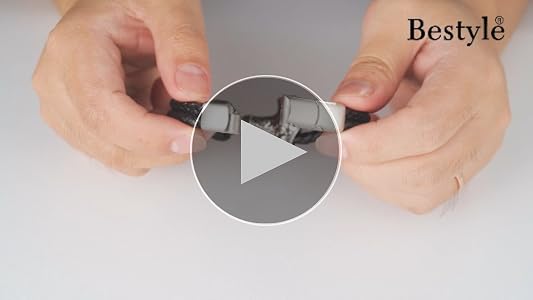 Amazon.com: Bestyle Thick Black Men Leather Bracelets Viking Norse